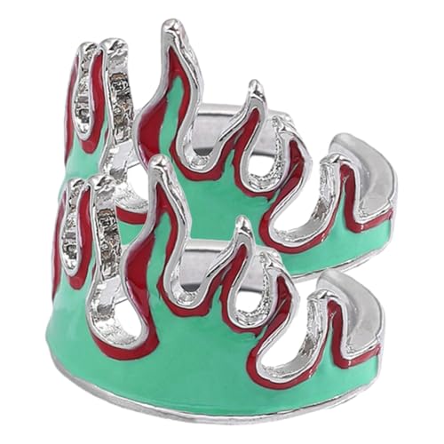 Ipetboom 2 Stück Feuerflammen design Verstellbarer Metallring für Damen und Herren Modischer Offener Fingerring Eleganter Schmuck für Alltag Party Hochzeit und Besondere Anlässe von Ipetboom