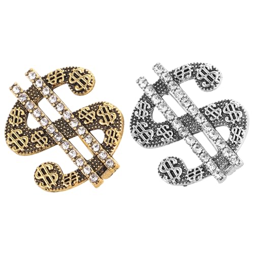 Ipetboom 2 Stück Funkelnde Hip Hop Anstecknadeln Strass für Herrenmode Geeignet für Anzüge Hemden und Stilvolle Accessoires von Ipetboom