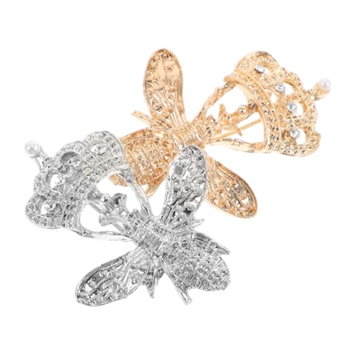 Ipetboom 2 Stück Funkelnde Rhinestone Brosche Zinklegierung Pins für Kleidung und Rucksack Vielseitig Einsetzbar mit Glamourösem Finish von Ipetboom