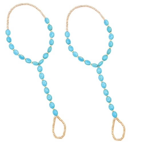 Ipetboom 2stücke Fußkettchen Für Damen Perlen-fußkettchen Fußschmuck Zehenring-fußkettchen Strand-fußkettchen Barfußsandalenkette Fußkettchenschmuck Fußkettchen Für Barfußsandalen Perlen-kn von Ipetboom