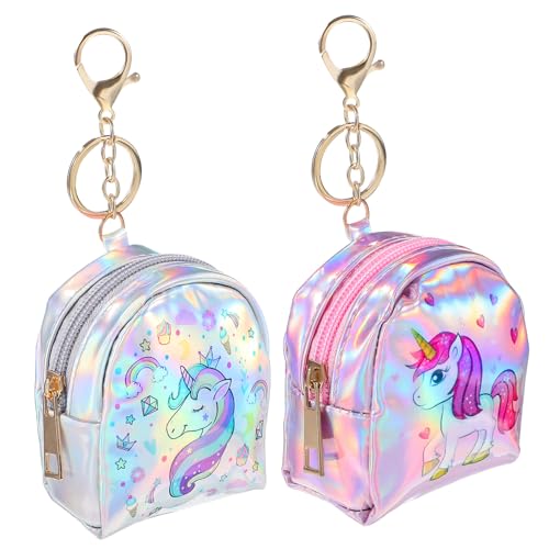 Ipetboom 2stücke Mini-geldbörse Mit Reißverschluss Einhorn-Motiv Münzbeutel Schlüsselanhänger Aus Pu-Material Für Kleingeld Und Karten Geeignet Für Alltag Und Reisen von Ipetboom
