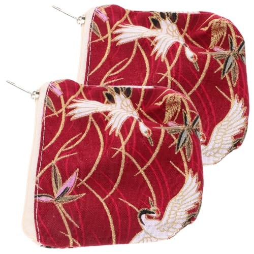 Ipetboom 2stücke Schmuckbeutel Aus Seidenbrokat Mit Reißverschluss Chinesischer -Geldbeutel Vintage-Clutch Wechselgeldbeutel Für Schmuck Und Münzen von Ipetboom