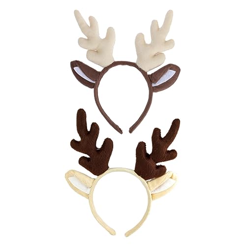 Ipetboom 2 Stück Geweih Stirnband Rentier Stirnband Rentier Geweih Mütze Rehkitz Ohrgeweih Haarband Tierohren Hirschgeweih Stirnband Hirschgeweih Kostüm Weihnachts Haarschmuck von Ipetboom