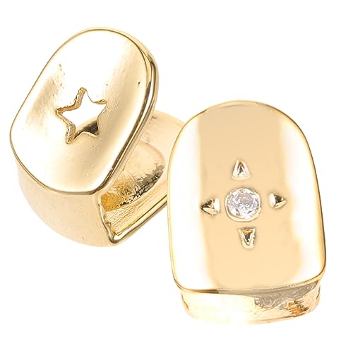 Ipetboom 2stücke Metall Zahn Grills Zähne Top Grill Caps Für Bühnenauftritte Halloweenkostüme Maskeraden Konzerte Partys Cosplay Hip Pop Zubehör Für Rapper von Ipetboom