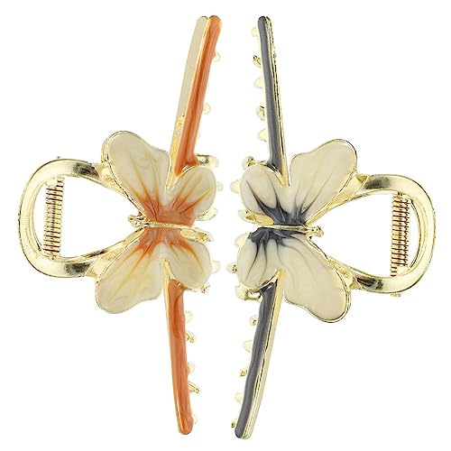 Ipetboom 2 Stück Große Haarklammern im Schmetterlingsdesign Rutschfest für Dickes und Dünnes Haar Accessoire für Damen für Hochzeiten Make Up und Freizeitaktivitäten von Ipetboom