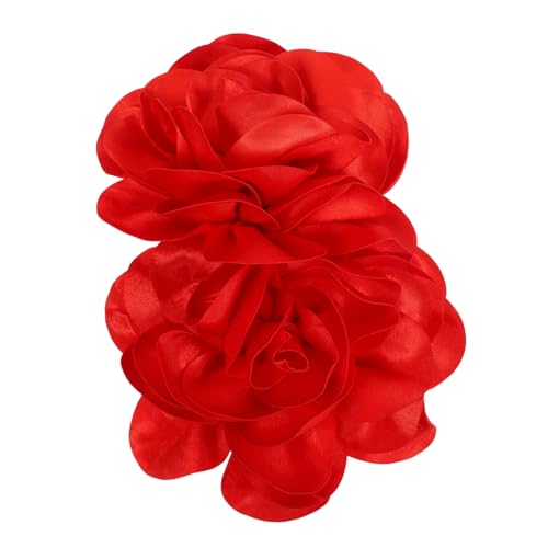 Ipetboom 2 Stück Große Handgefertigte Blumenbroschen Satin Anstecknadeln Sichere Befestigung für Kleider Mäntel Schals Hochzeit Party Teiliges Auffälliges Accessoire von Ipetboom
