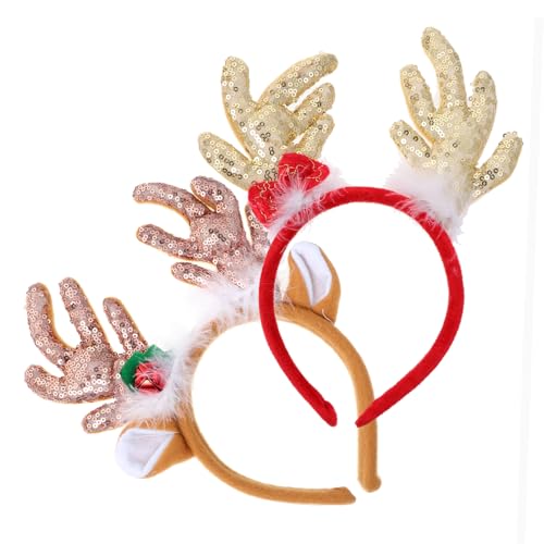 Ipetboom 2stücke Weihnachts-haarreif Mit Glitzer Rentiergeweih Und Schleife Kreative Haardekoration Für Weihnachtsfeiern Und Festivals Für Damen von Ipetboom