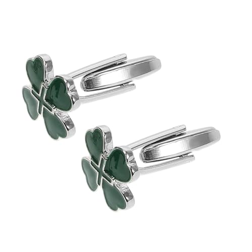 Ipetboom 2 Stück Grüne Herz Vierblättrige Kleeblatt Manschettenknöpfe aus Legierung Detailreiche Emaille Stilvolle Irische Schmuckstücke für Herren Bequem und Langlebig für St Patrick S von Ipetboom