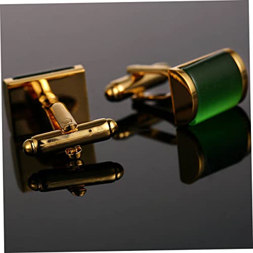 Ipetboom 2 Stück Grüne Katzenaugenstein Manschettenknöpfe Herren Teiliges Kreatives Design Langlebiges Material Elegant für Business Hochzeit Geburtstag von Ipetboom