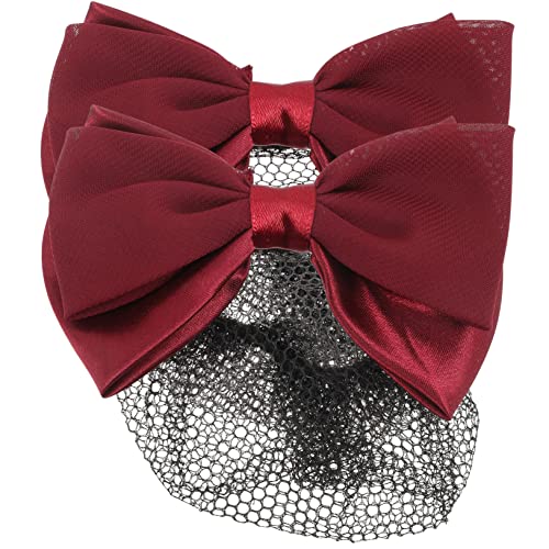 Ipetboom 2 Stück Haarklip Haarbun Abdeckung mit Schleifen Netz für Damen und Mädchen Haardekoration für Formelle und Anlässe von Ipetboom