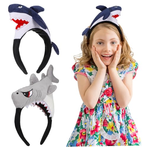 Ipetboom 2 Stück Haifisch-haarbänder Haifisch-stirnbänder Für Jungen Und Mädchen Erwachsene Entzückende Party-haardekoration Haifisch-hut von Ipetboom
