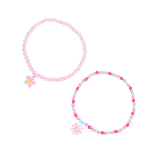 Ipetboom 2 Stück Halskette Teiliges mit und Kirschblüten Anhänger Leichte Langlebige Perlenkette Süßer Beaded Choker Schmuck für Mädchen Geburtstag Ostergeschenk von Ipetboom