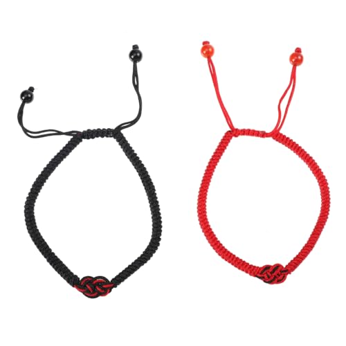 Ipetboom 2 Stück Handgefertigte Geflochtene Armbänder für Verstellbare Knoten Wrist Chains Rot und Schwarz für Valentinstag Geburtstag oder von Ipetboom