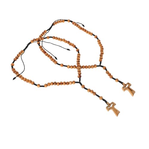 Ipetboom 2 Stück Handgefertigte Holzperlenkette mit Kreuzanhänger Religiöses Rosenkranz design Vielseitig als Halskette oder Autoanhänger Unisex Schmuck für Männer Symbolischer von Ipetboom