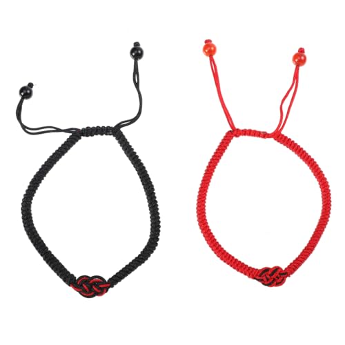 Ipetboom 2 Stück Handgefertigte Knoten Armbänder für Verstellbare Freundschaftsarmbänder mit und Schwarzem Garn für Einstellbare von Ipetboom