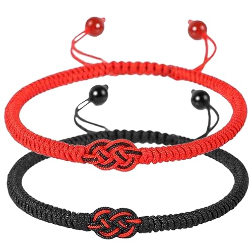 Ipetboom 2 Stück Handgefertigte Paararmbänder Geflochtene Freundschaftsarmbänder Rote und Schwarze Armbänder für Männer und Frauen Einzigartige für Valentinstag und Anlässe von Ipetboom