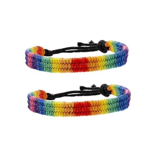 Ipetboom 2 Stück Handgeflochtenes Regenbogen armband Bunte Lgbt Freundschaftsarmbänder für Homosexuelle Symbolisch Langlebig und Farbenfroh von Ipetboom