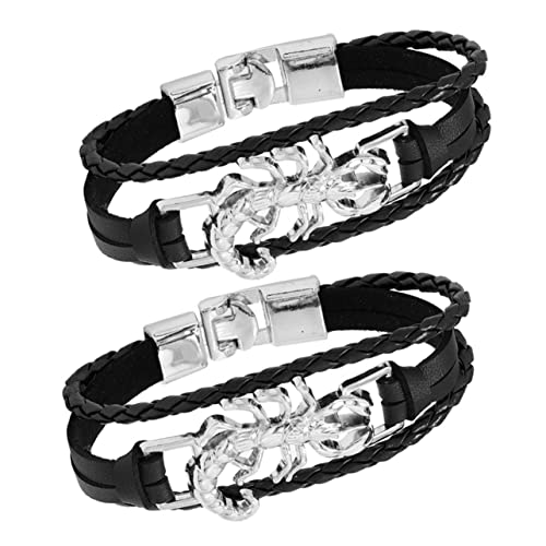 Ipetboom 2stücke Armband Für Männer Design Gothic Style Metallverschluss Punk Zubehör Wickelarmband Personalisiertes Herrenarmband Robust Und Langlebig Für Alltag Und Partys von Ipetboom