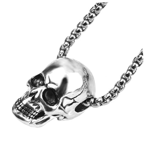 Ipetboom 2 Stück Herren Skull Anhänger Halskette aus Titanstahl Kreative Hip Hop Clavicle Chain Modischer Schmuck für Halloween und Alltag Langlebig von Ipetboom