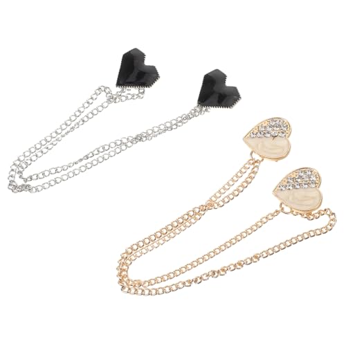 Ipetboom 2stücke Herzkragenbrosche Mit Strass Und Quaste Für Damen Zinklegierung Brosche Für Pullover Schal Anzug Accessoires von Ipetboom