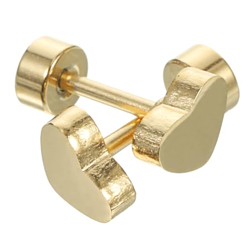 Ipetboom 2 Stück Herzförmige Ohrstecker Schraubverschluss Hypoallergen Leicht Komfortabel für Teenager und Damen Hautfreundlich Sicherer Halt Modisches Schmuckaccessoire von Ipetboom