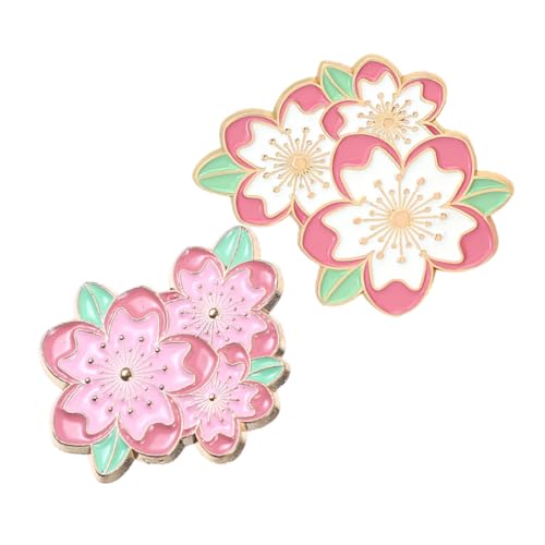 Ipetboom 2 Stück Japanische Kirschblüten Broschen Kawaii Blüten Pins aus Langlebiger Farbintensive Anstecknadeln für Kleidung Rucksäcke Damen Accessoires von Ipetboom