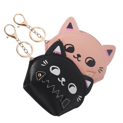 Ipetboom Kleiner Geldbörse Kätzchen 2 Stück Süßes Münztäschchen mit Reißverschluss für Mädchen Schlüsselanhänger Kopfhörer Organizer Vielseitige Katzentasche für Reisen Alltag von Ipetboom