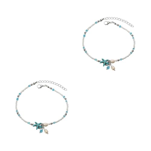 Ipetboom 2 Stück Kammer -perlen -knöchelkette Fußkettchen Mit Muschelperlen Damen Strand Fußkettchen Armbänder Für Frauen Seestern Mädchen Strand Fußkettchen Muscheln Legierung von Ipetboom