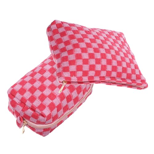 Ipetboom 2stücke Teiliges Kosmetiktaschen Schachbrettmuster Robuste Make-up-Taschen Für Frauen Mit Großer Kapazität Und Praktischem Reißverschluss Zur Organisation Von Kosmetikartikeln von Ipetboom