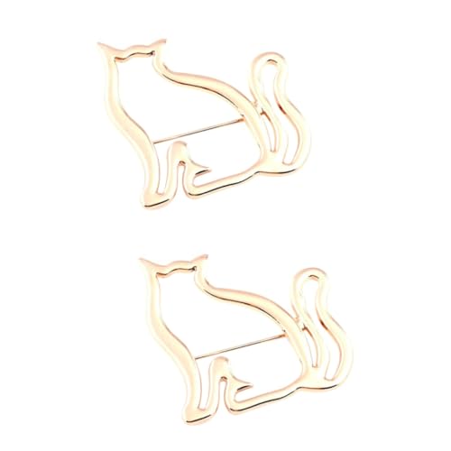 Ipetboom 2 Stück Katzenbrosche Goldene Anstecknadel für Damen Niedliche Tierbrosche für Kleidung Schals Hüte Kreatives Accessoire für Verschiedene Anlässe von Ipetboom