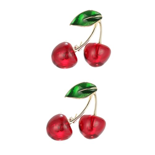 Ipetboom 2 Stück Kirsche Brosche Harz für Frauen Modischer Anstecker mit Einzigartigem Design für Besondere Anlässe Passend zu Kleidung Taschen von Ipetboom