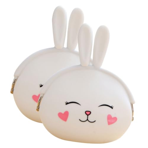 Ipetboom 2 Stück Kleiner Silikon Münzbeutel im Kaninchen Design für Damen Tragbare Geldbörse für Shopping Reisen und Schule Fröhlichen Farben von Ipetboom