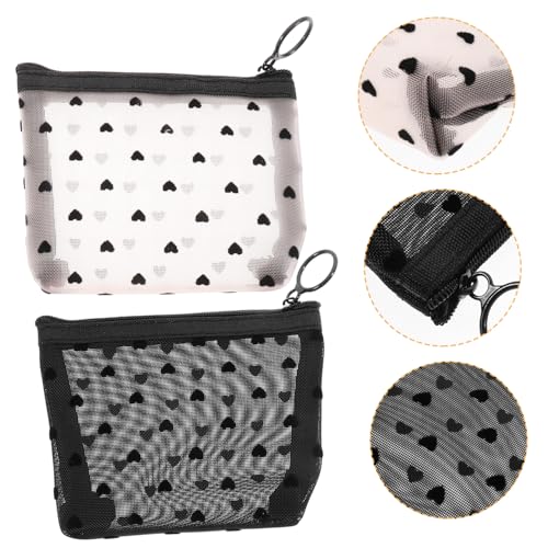 Ipetboom 2 Stück Kosmetiktasche Klein Leicht mit Reißverschluss Netz und Nylon Tragbare Make Up Taschen für Frauen Mädchen für Reisen Alltag Camping Praktische Aufbewahrungstaschen von Ipetboom