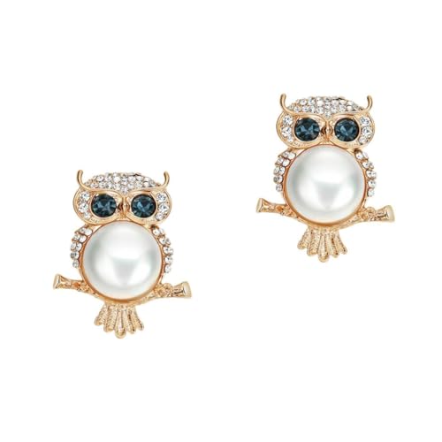 Ipetboom 2 Stück Kreative Eulenförmige Brosche mit Buntem Öl Legierung Perlenakzente für Damen Elegantes Accessoire für Kleidung Taschen Hüte Schals für Partys von Ipetboom
