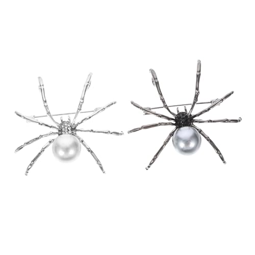 Ipetboom 2 Stück Kreative Spinnenbrosche aus Langlebigem Legierungsmetall mit Perlenverzierung Anstecknadeln für Damen und Mädchen Vielseitig für Kleidung Taschen und Halloween Dekoration von Ipetboom