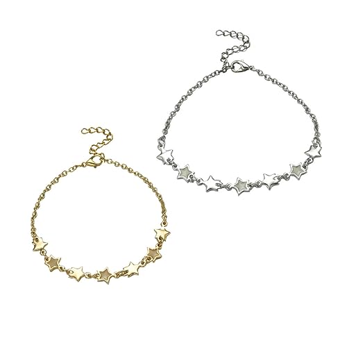 Ipetboom 2 Stück Kreatives Leuchtendes Sternenarmband Modischer Schmuck für Einfache Stil Bangles Langlebiges Handzubehör Gold und Silber von Ipetboom