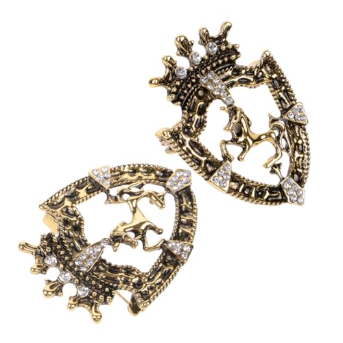 Ipetboom 2 Stück Kronenbroschen für Herren Vintage Zinklegierung mit Funkelnden Strasssteinen Stilvolle Anstecknadeln für Anzug Hochzeit und Festliche Anlässe Antikes Goldfinish Modisches von Ipetboom