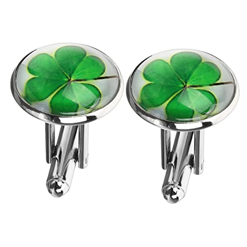 Ipetboom 2 Stück Lucky Clover Manschettenknöpfe für Herren Cufflinks für Hemden für Patrick's Day Formelle Anlässe Hochwertige Verarbeitung Silber und Weiß Stilvolle von Ipetboom
