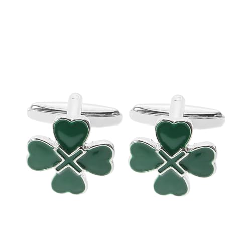 Ipetboom 2 Stück Manschettenknöpfe Herren Irish Heart Kleeblatt Design Grün Klassische Legierungsmanschettenknöpfe für Business Hochzeit Party Vielseitig und für St Patricks Day von Ipetboom