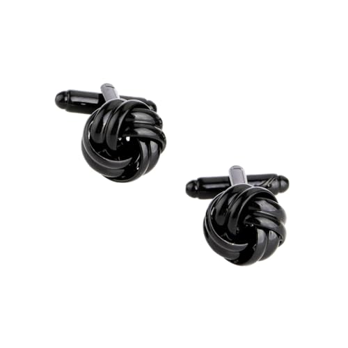 Ipetboom 2 Stück Manschettenknöpfe für Herren Knoten design Schwarz Klassische Hemd Cufflinks mit Langlebiger Electroplattierung Elegant für Business Hochzeit Besondere Anlässe Geeignet von Ipetboom