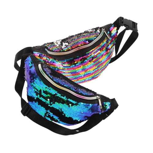 Ipetboom 2stücke Meerjungfrauen-Rucksack Mit Pailletten-Design Hüfttasche Für Damen Und Herren Kleine Umhängetasche Mit Verstellbarem Riemen Für Partys Reisen Und Outdoor-aktivitäten von Ipetboom
