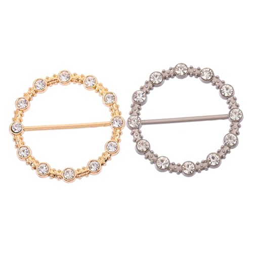 Ipetboom 2 Stück Metal Scarf Ring Buckles Dekorative Eckknöpfe für Kleidung Eleganter Schalclip mit Imitationsdiamanten Schmuckclips für Tücher Hochzeiten Partys Vielseitig Einsetzbar von Ipetboom