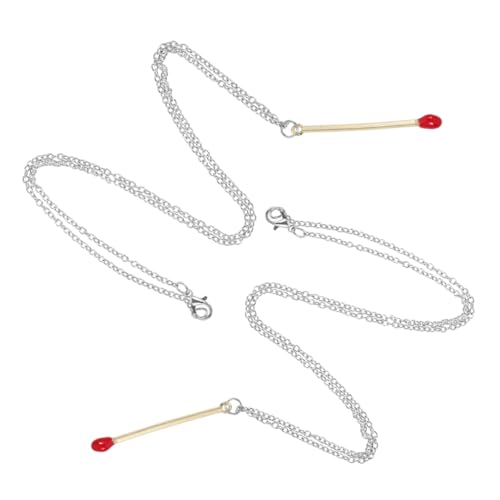 Ipetboom 2 Stück Modische Matchstick Halskette Verstellbarer Kette und Einzigartigem Charm Anhänger Originelles Design Auffälliges Accessoire für Damen Trendiger Schmuck von Ipetboom