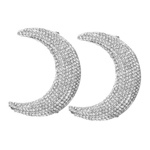 Ipetboom 2 Stück Mondbrosche aus Silberfarbene Anstecknadeln Damen Voll mit Funkelnden Strasssteinen Besetzt Dekorative Leichte und Langlebige Schmuckbroschen für Cardigans und Schals von Ipetboom