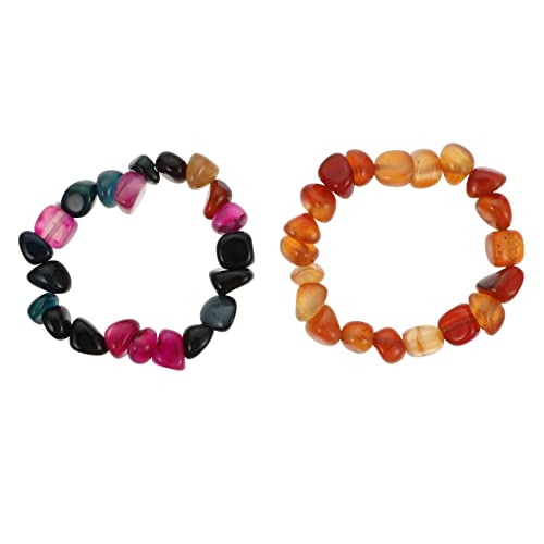 Ipetboom 2 Stück Multifunktionale Yoga Armbänder Unregelmäßiger Achatstein Mischung Teiliges für Männer Frauen Eleganter Modeschmuck für Reisen Meditation von Ipetboom