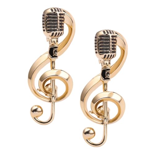 Ipetboom 2 Stück Musik Brosche Vintage Brosche Retro Brosche Nostalgische Brosche Besondere Brosche Stilvolle Brosche Gold für Musical Stellnadel Symbol Musikbrosche Broschennadel Legierung von Ipetboom