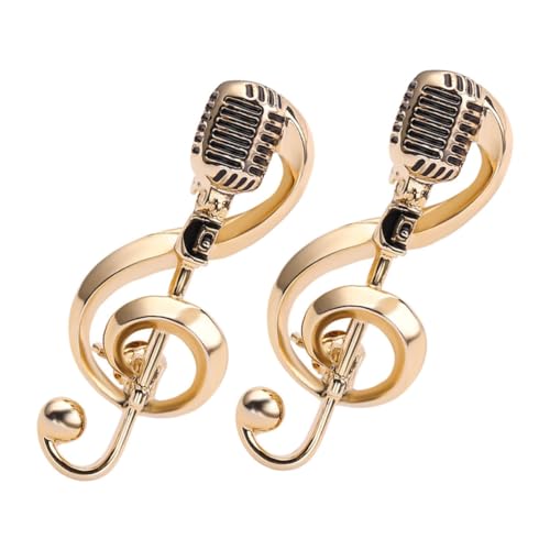 Ipetboom 2 Stück Musikbrosche Gold Vintage Mode Emaille Anstecknadel Noten Musikalische Anstecknadeln Stilvolle Reversanzüge Symbol Accessoires Mikrofon Brosche Anstecknadel von Ipetboom