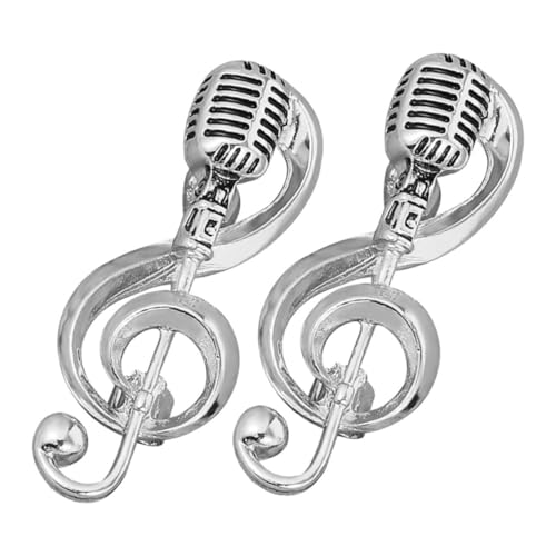 Ipetboom 2 Stück Musikbrosche Schmuck Emaille Mikrofon Dekorative Anstecknadel Diskant Musikbroschen Für Damen Revers Goldthema Stilvoll Vintage Mode Musiknoten Abzeichen von Ipetboom