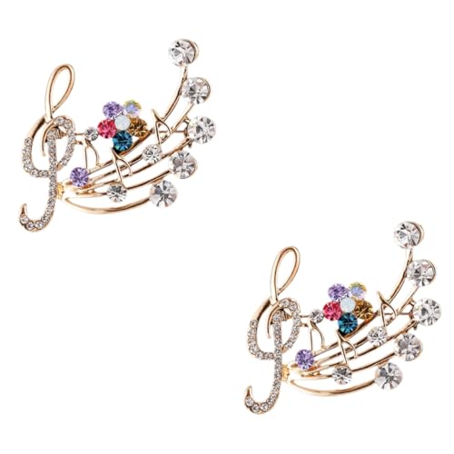 Ipetboom 2 Stück Musiknoten Brosche mit Strassverzierung Elegantes Accessoire für Kleidung Jacken Hüte für Frauen Funkelnde Anstecknadel Stilvolles für Besondere Anlässe von Ipetboom