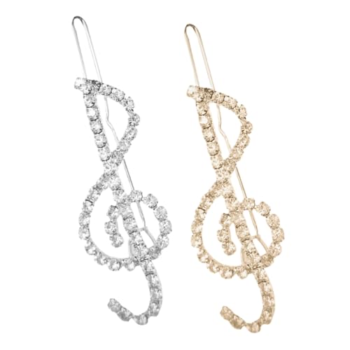 Ipetboom 2 Stücke Musiknoten Haarspangen Strass Haarnadeln für Damen Glitzernde Haarclips Dekorative Haarschmuck für Partys und Besondere Anlässe von Ipetboom
